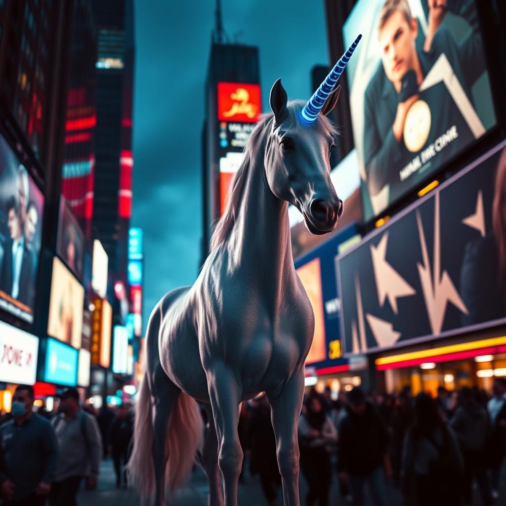 Unicorn in Times Square: Photorealistic Film Noir
