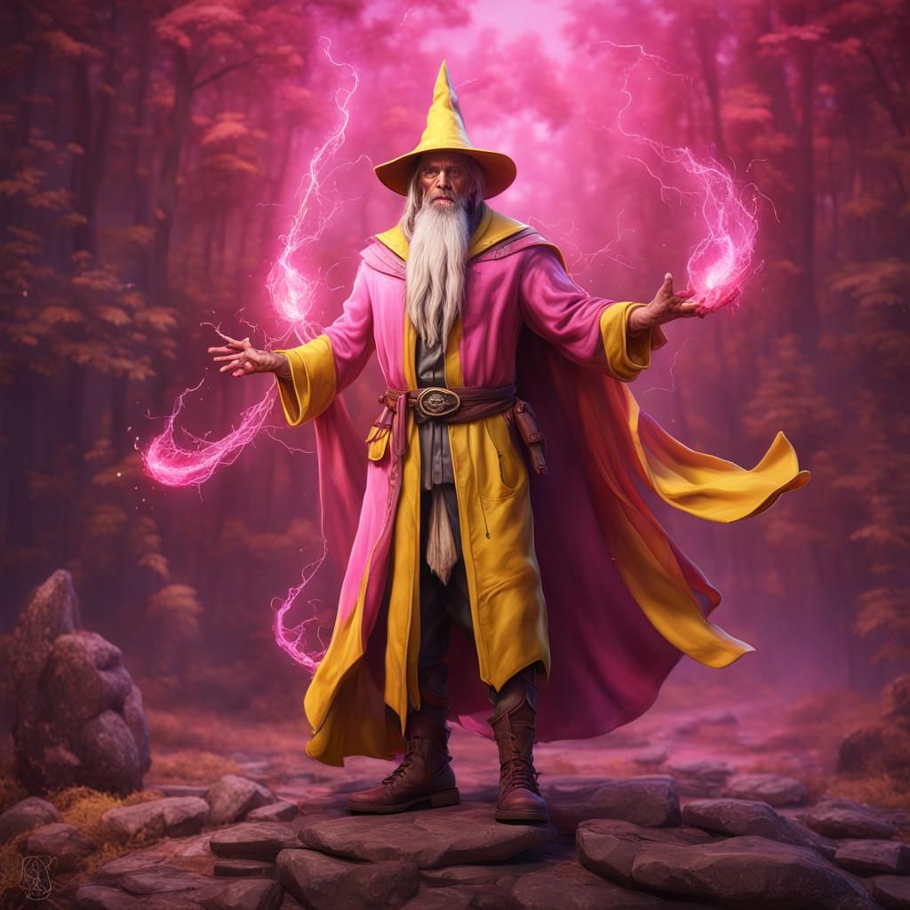Muscular Wizard Spellcasting in Detailed Fantasy Art