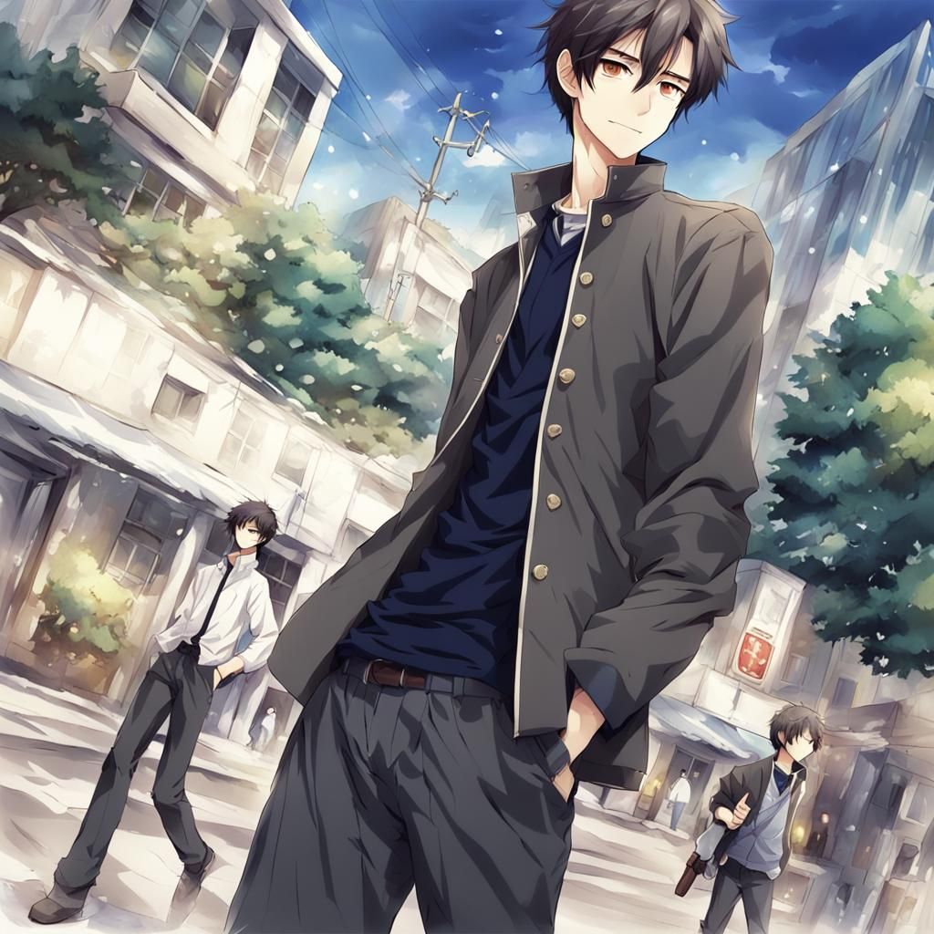 Handsome Young Man in Anime Style