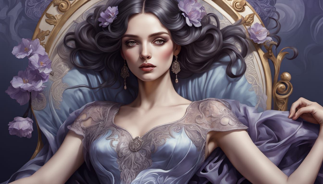 Ethereal Bride in Art Nouveau Elegance