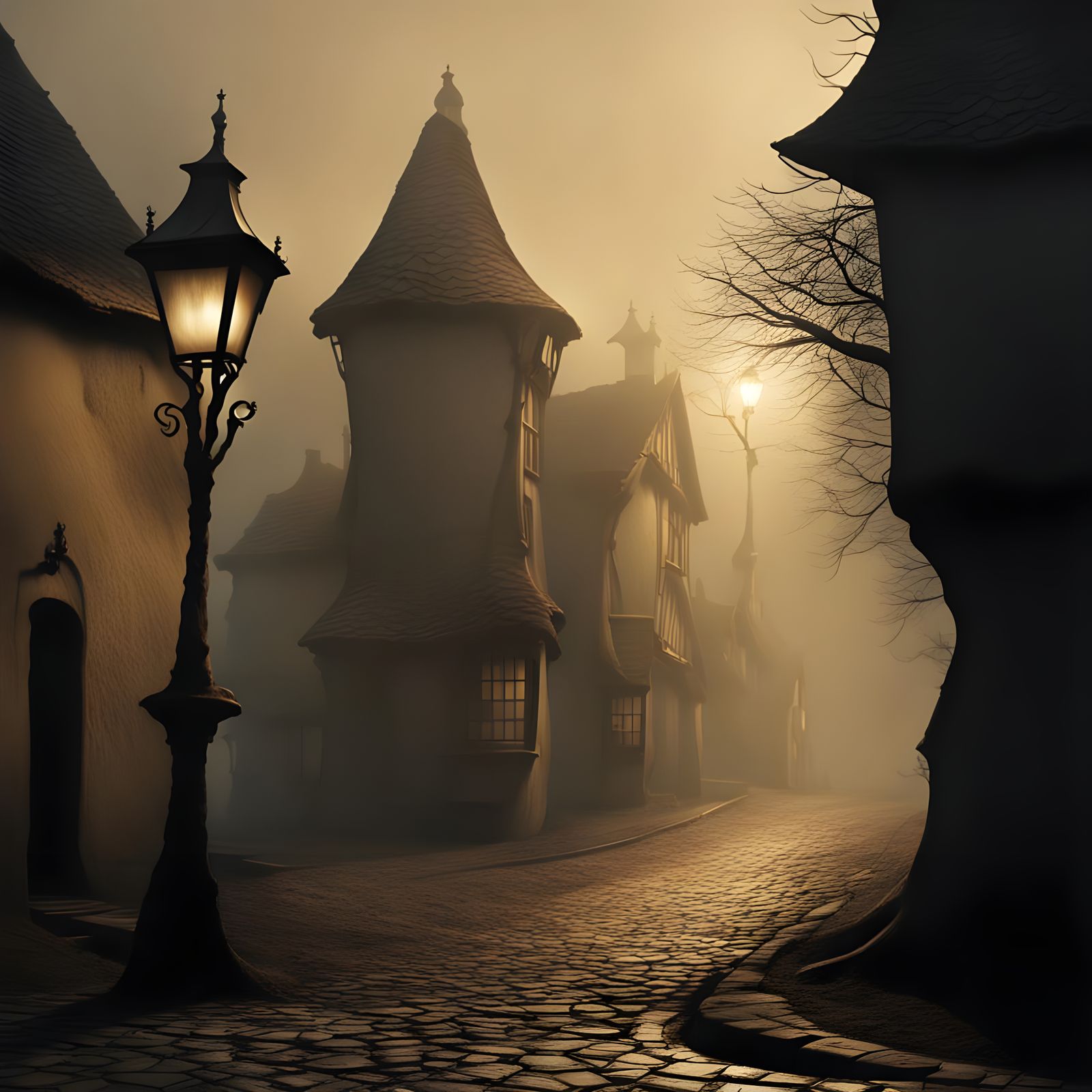 Creepy Street Lamp in Sleepy Hollow: Tim Burton Style