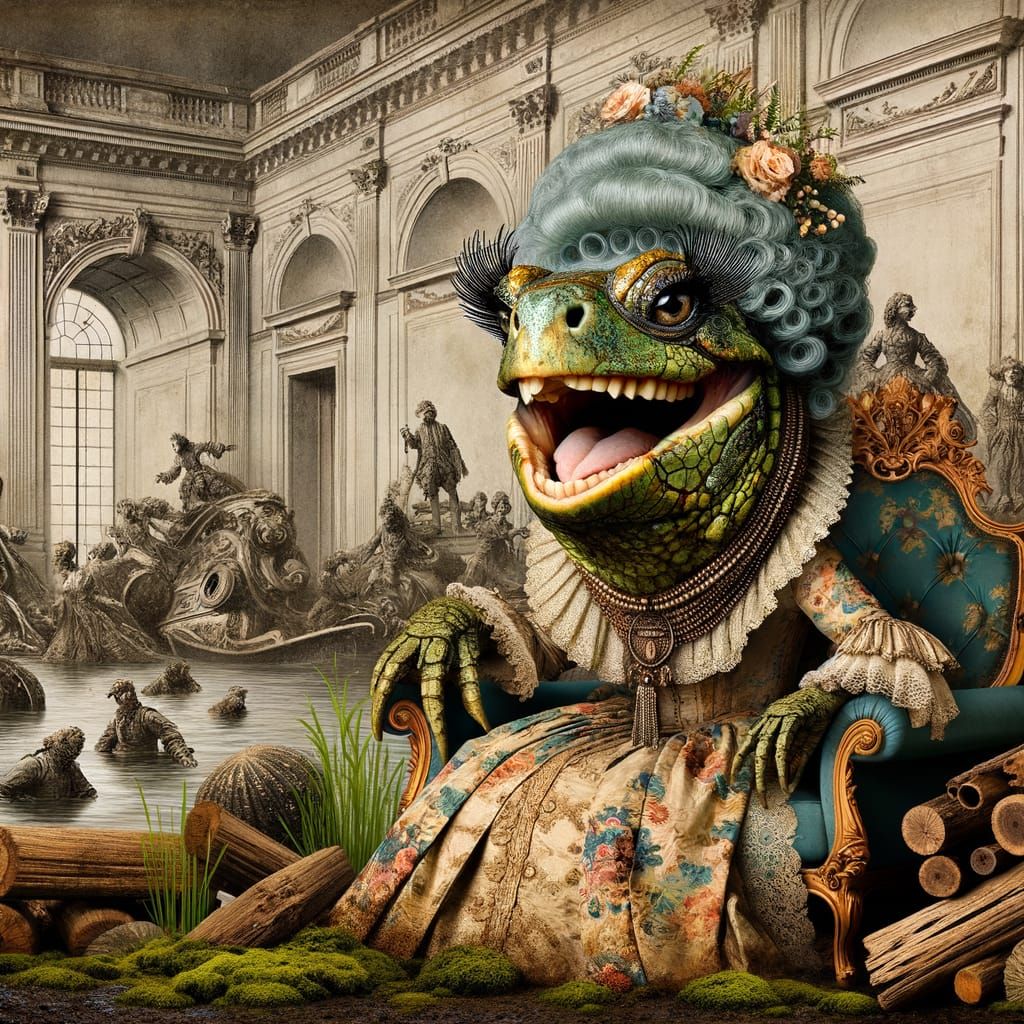 Rococo Turtle Woman Laughing in Marsh Palace