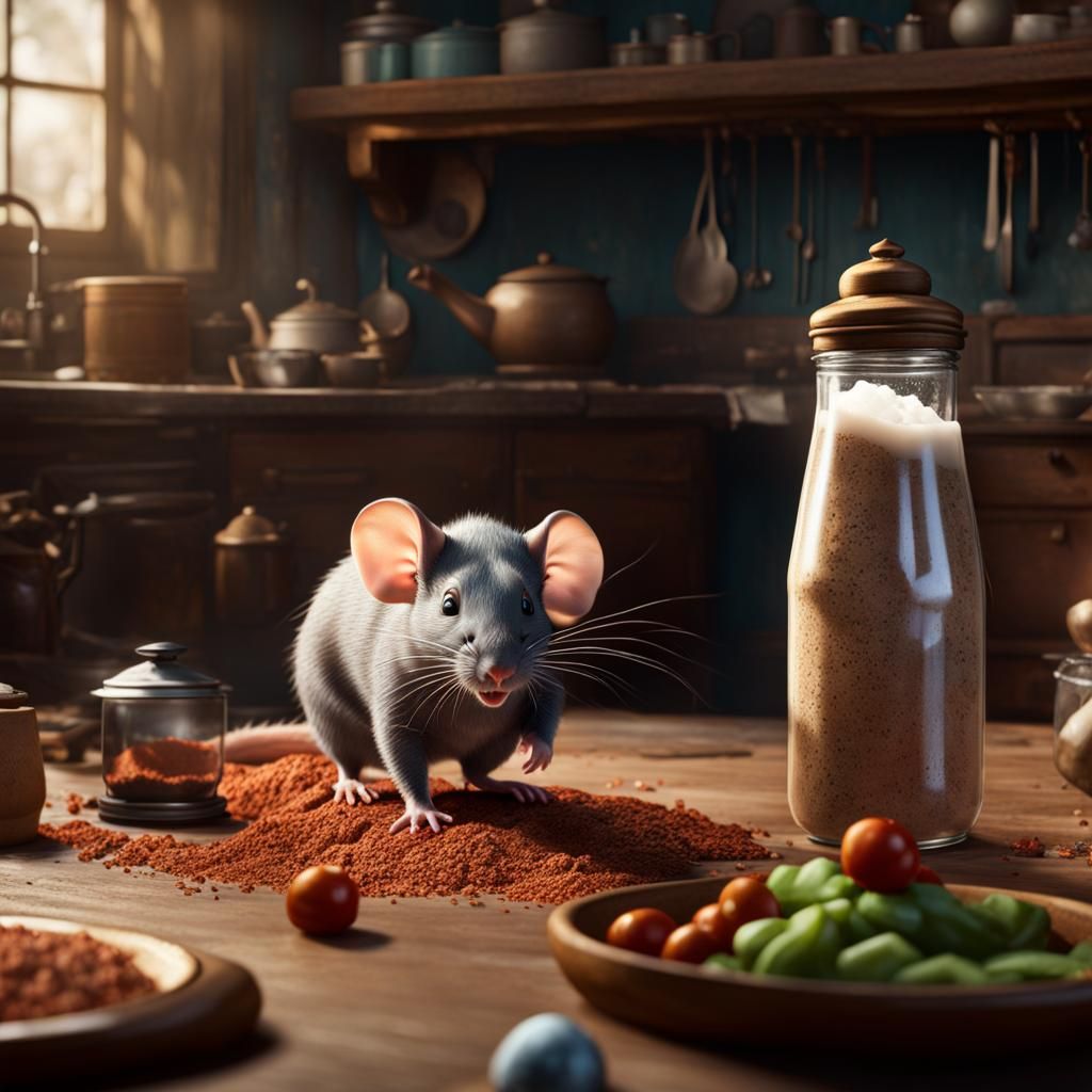 Dumbo Rat in Kitchen: Fantasy Concept Art