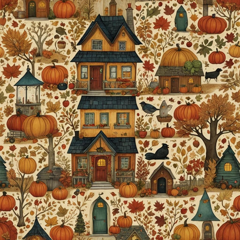Charming Autumn Home Illustration