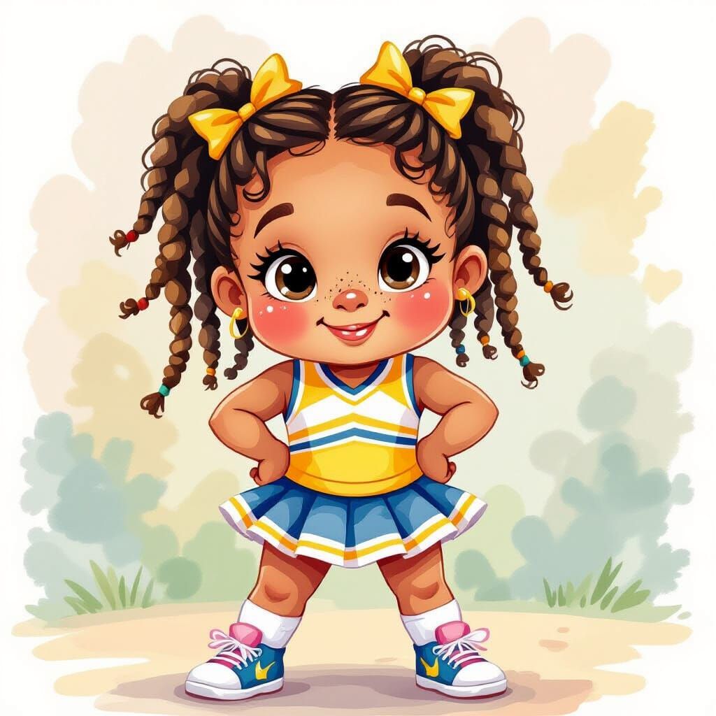 Cheerleader Portrait in Watercolor Style