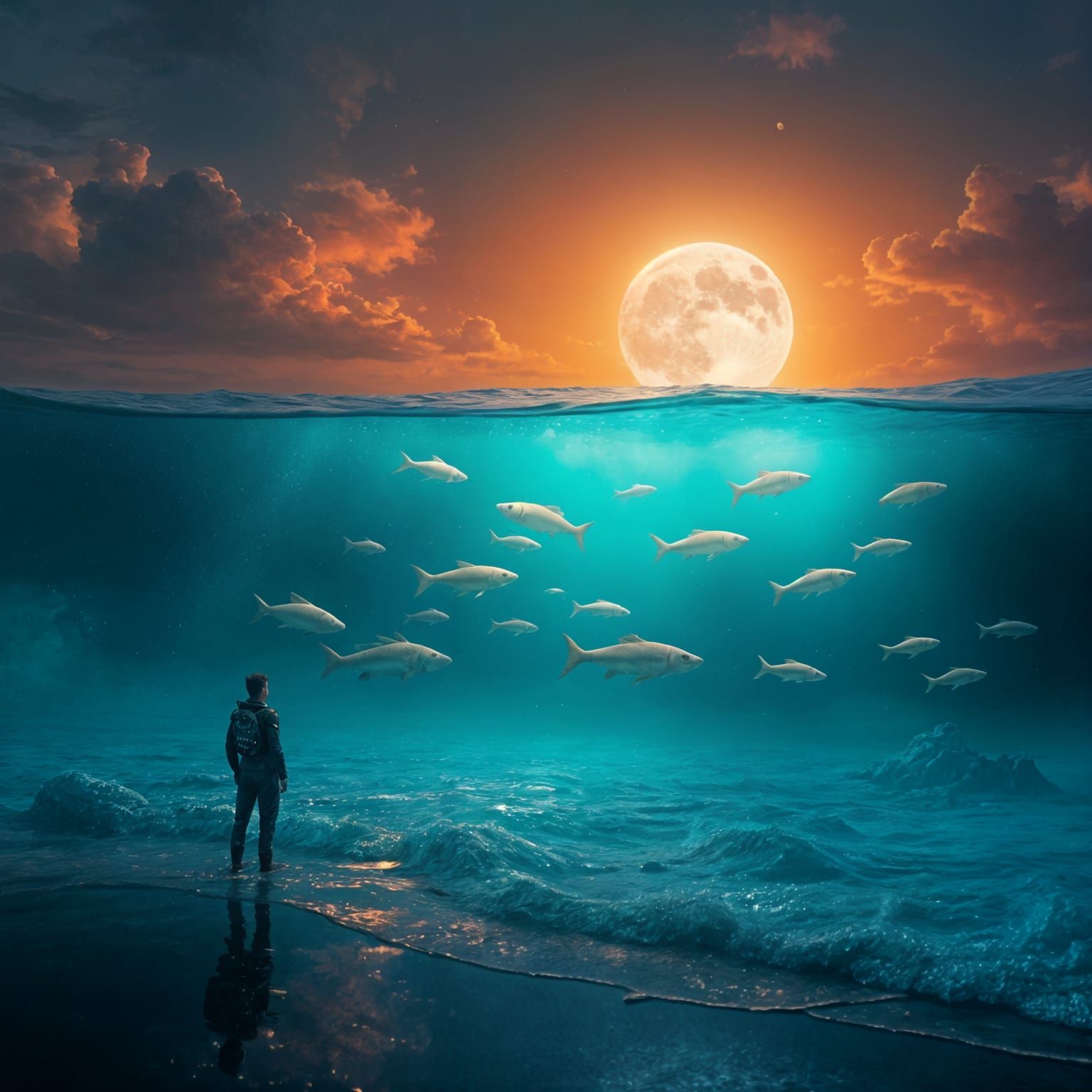 Surreal Seaside Scene in Fantasy Concept Art Style