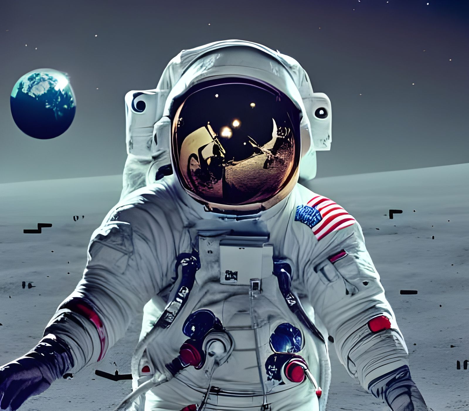 Astronaut Gazing at Galaxy on Moon in Hyperreal Photo