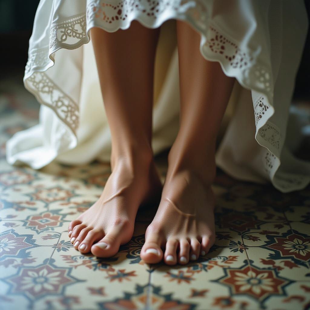 Women's Feet in Dramatic Pose, Cinematic Film Still