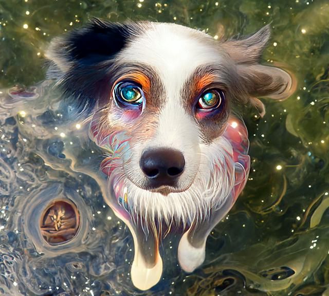 Psychedelic Space Dog on Mars, Detailed Digital Painting