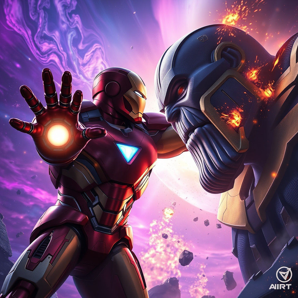 Iron Man vs Thanos: Hyper-Detailed Matte Painting