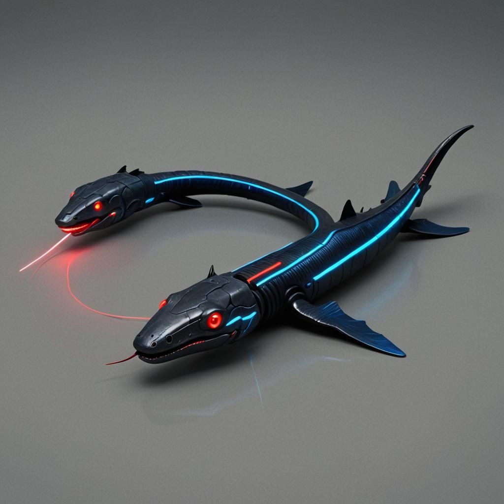 Cyberpunk Space Eel with Neon Lights
