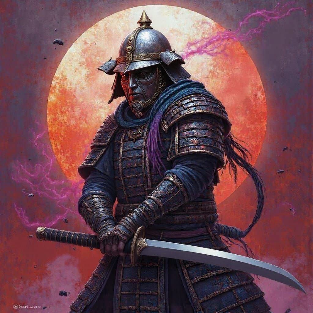 Odachi Sword with Samurai Mask