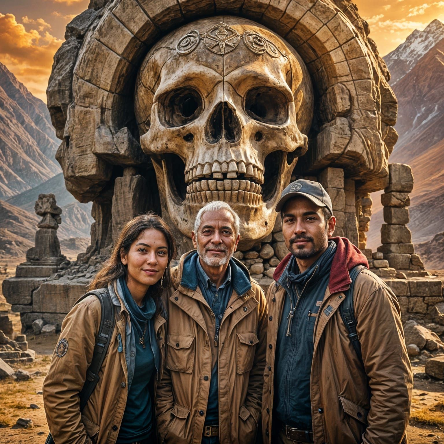 Archaeologists Dr. Patel and Dr. Rodriguez pose in front of ...