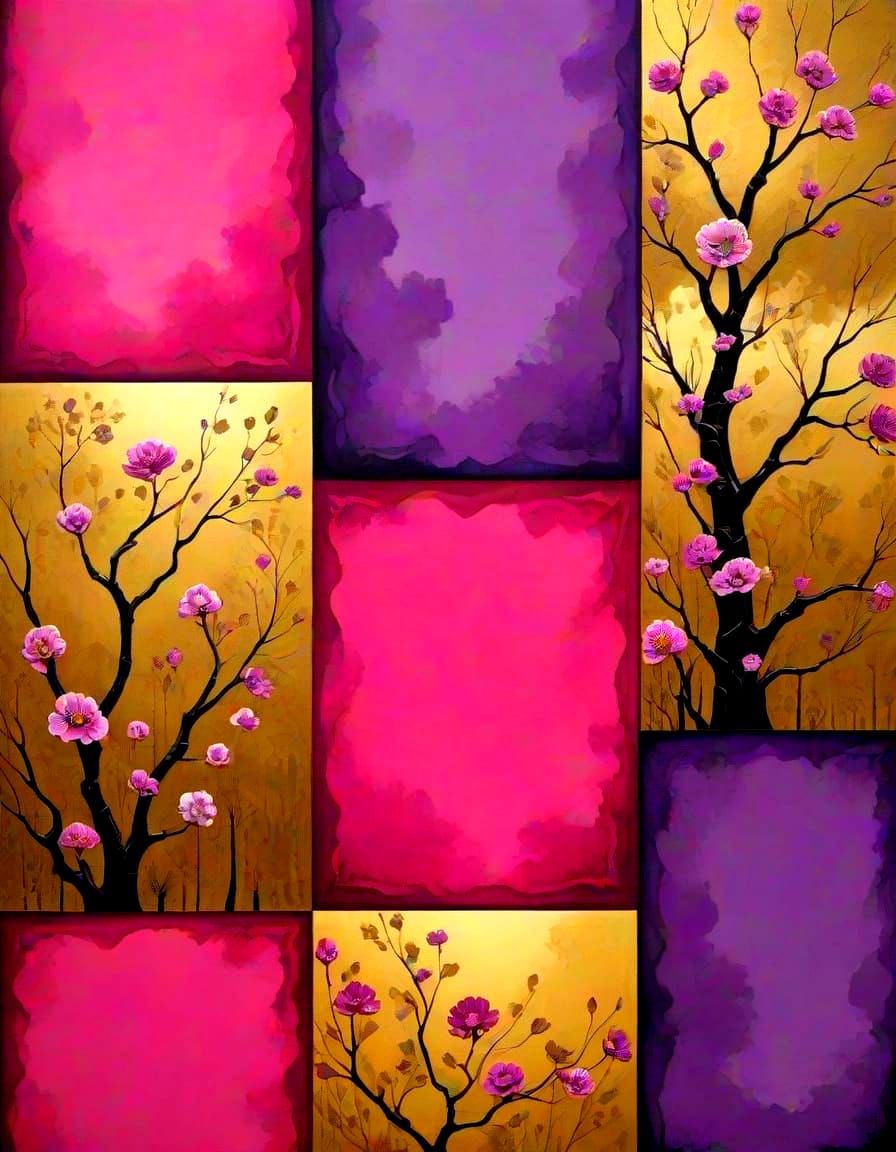 Surreal Art Deco Landscape in Electric Gold and Pastels