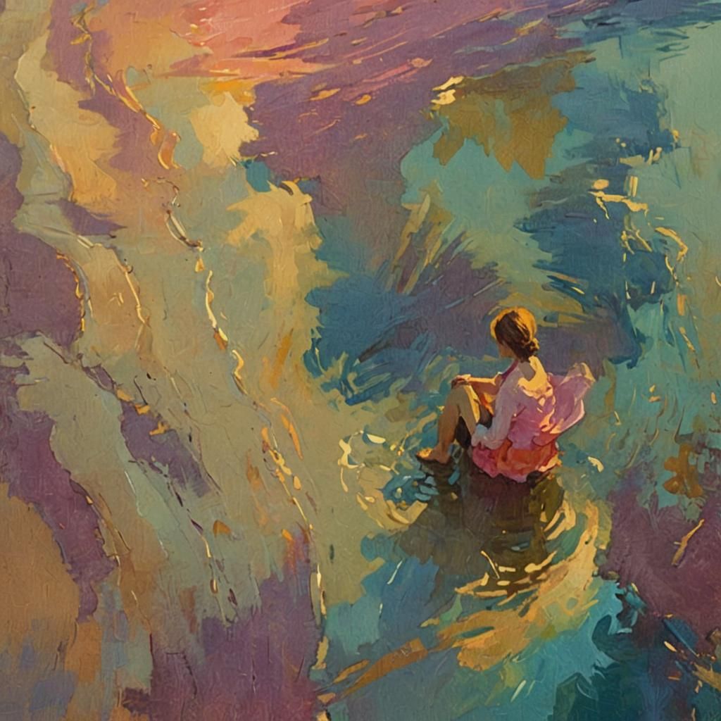 Warm Light Impressionistic Beach Scene