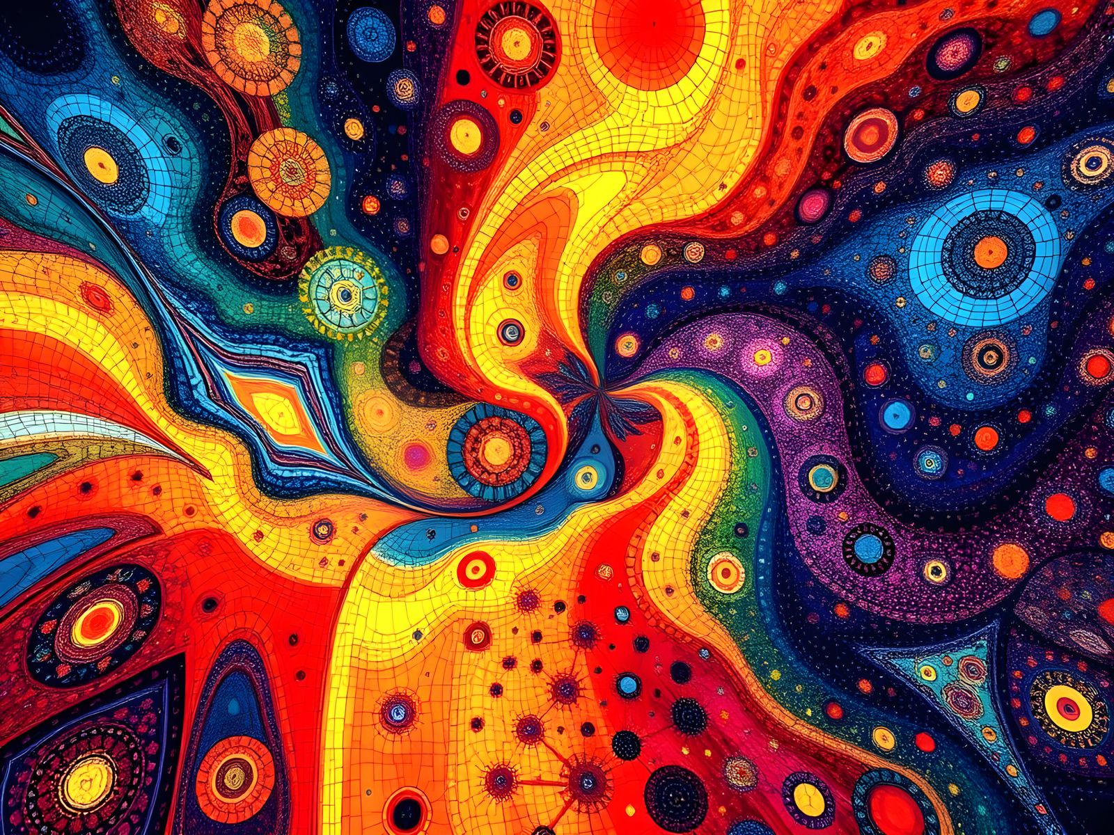 Kinetic Fractal Pointillism in Neo-Primitive Style