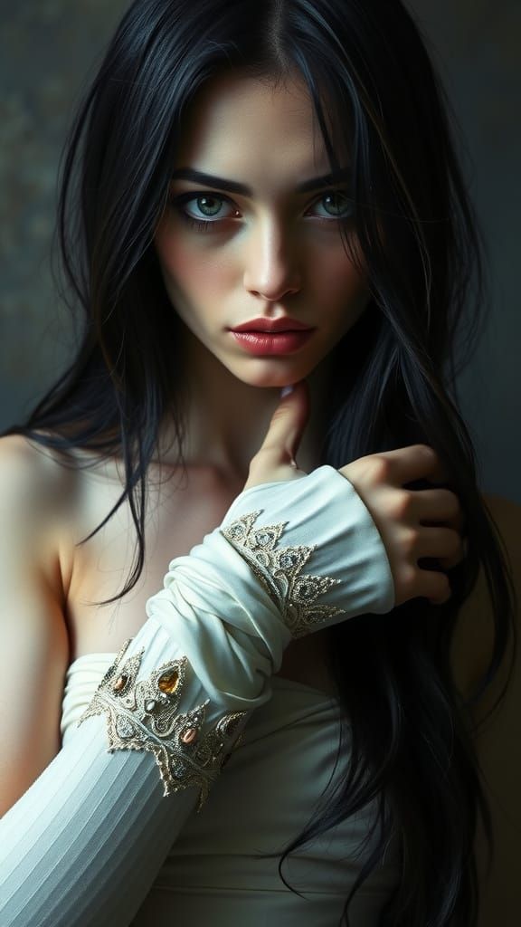 Enigmatic Beauty with a Broken Arm