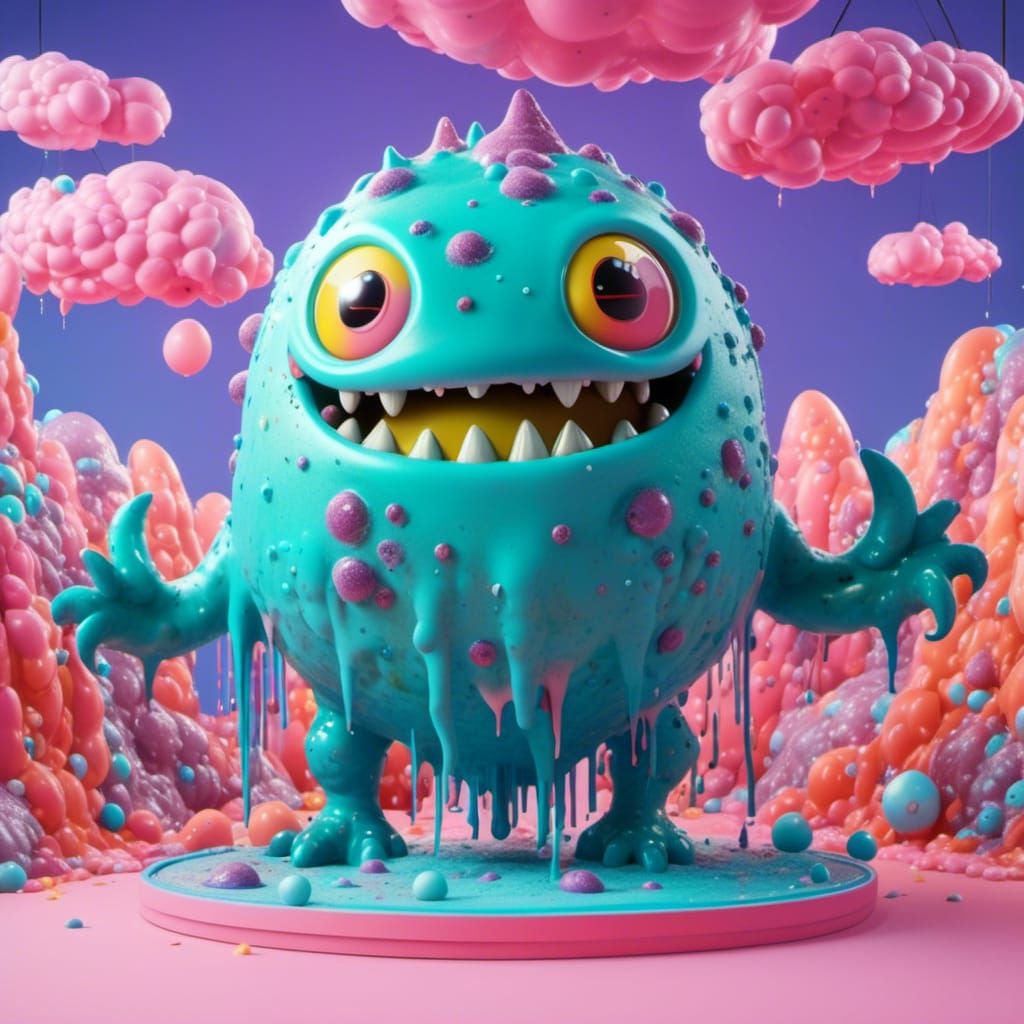 Moldy Slime Monster in 3D Digital Art