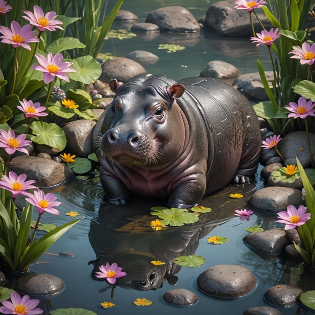 photo+realistic picture of glabrous cute chibi baby pygmy hi...