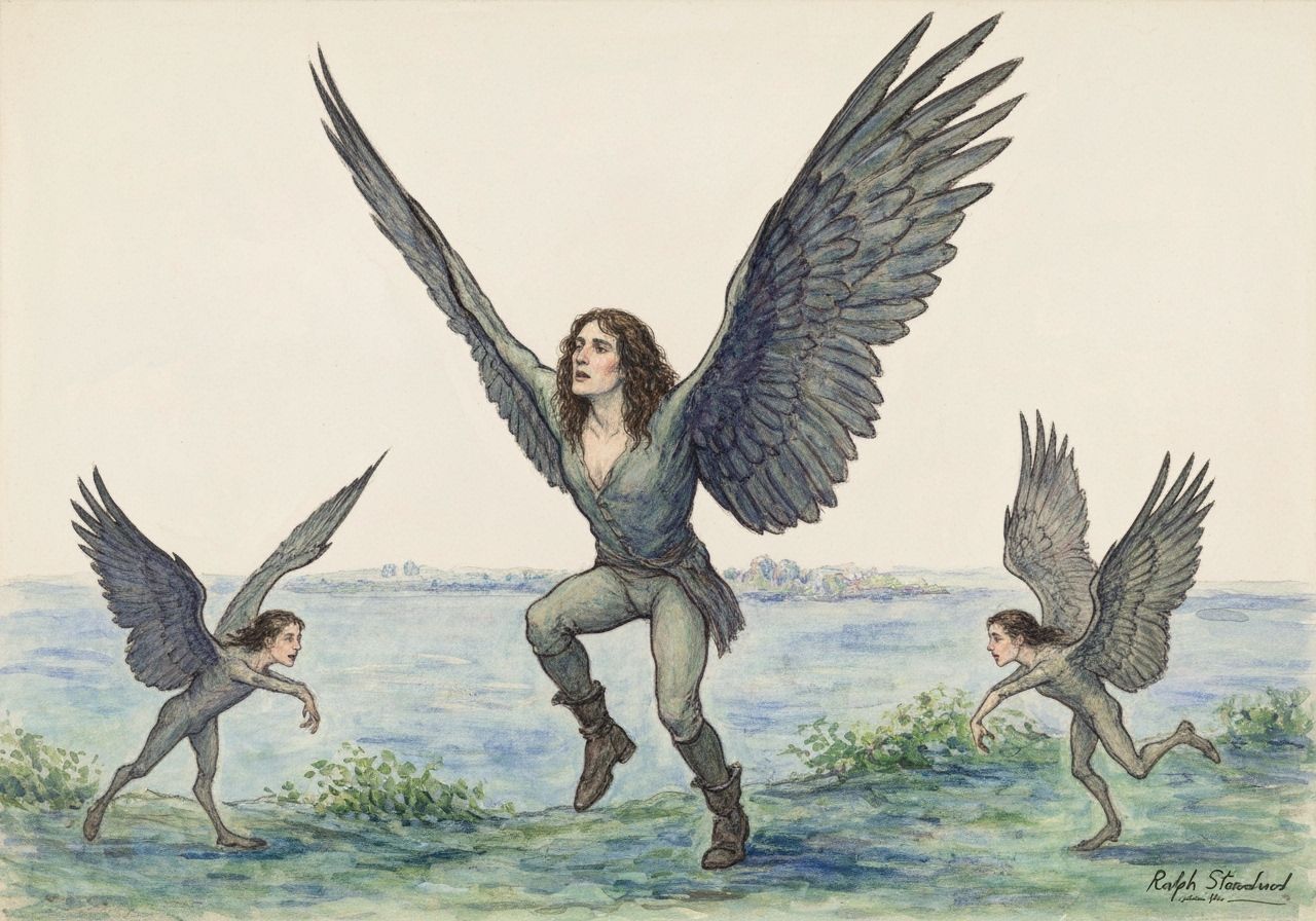 Wings Over Mirkwood: A Surreal Watercolor Painting