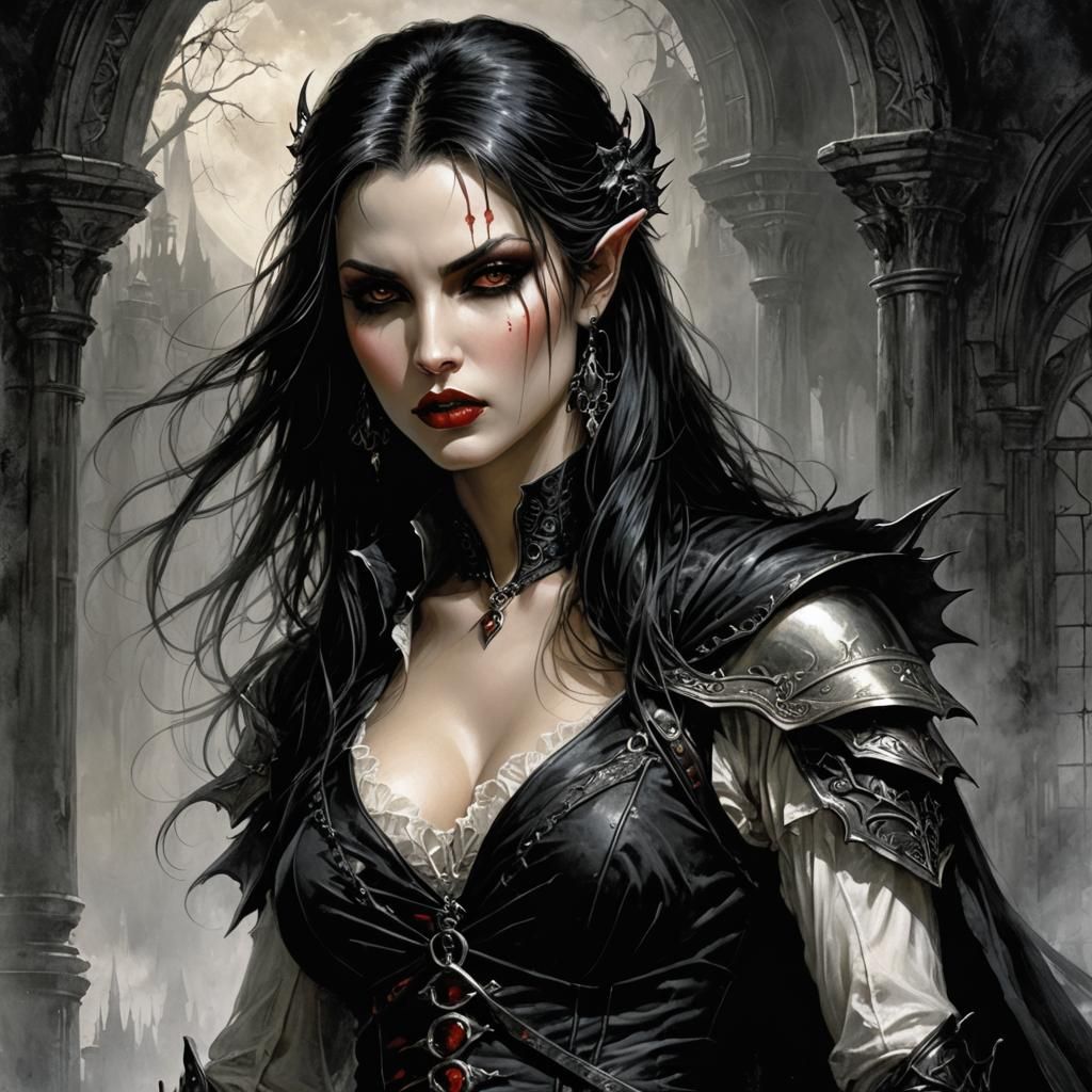 Vampire Assassin Art in Luis Royo Style