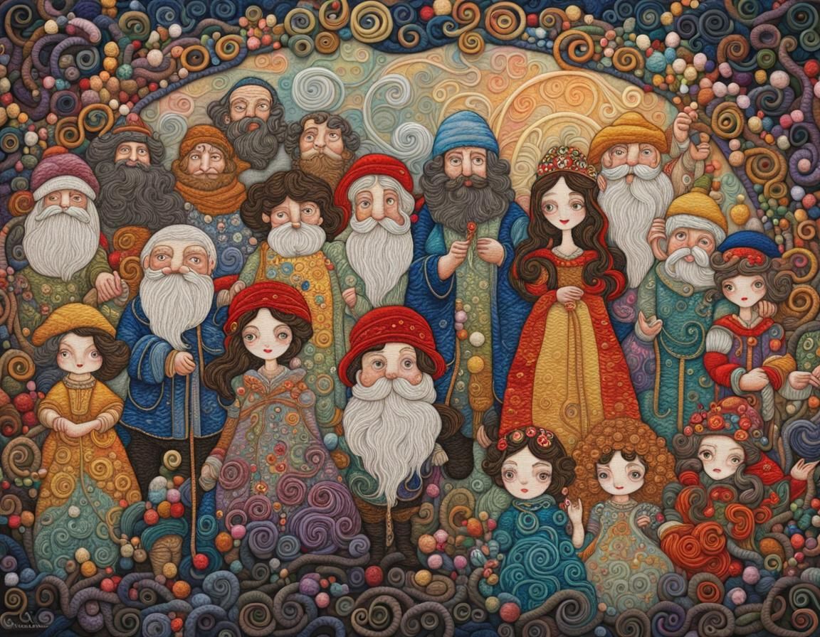 Snow White Embroidery in Art Nouveau Style