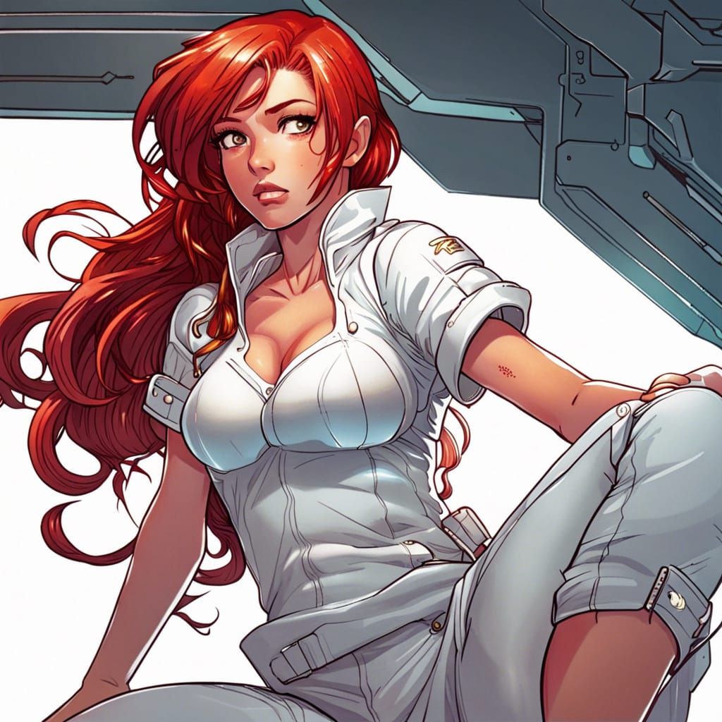 Anime Girl in White Outfit: Comic Book Art