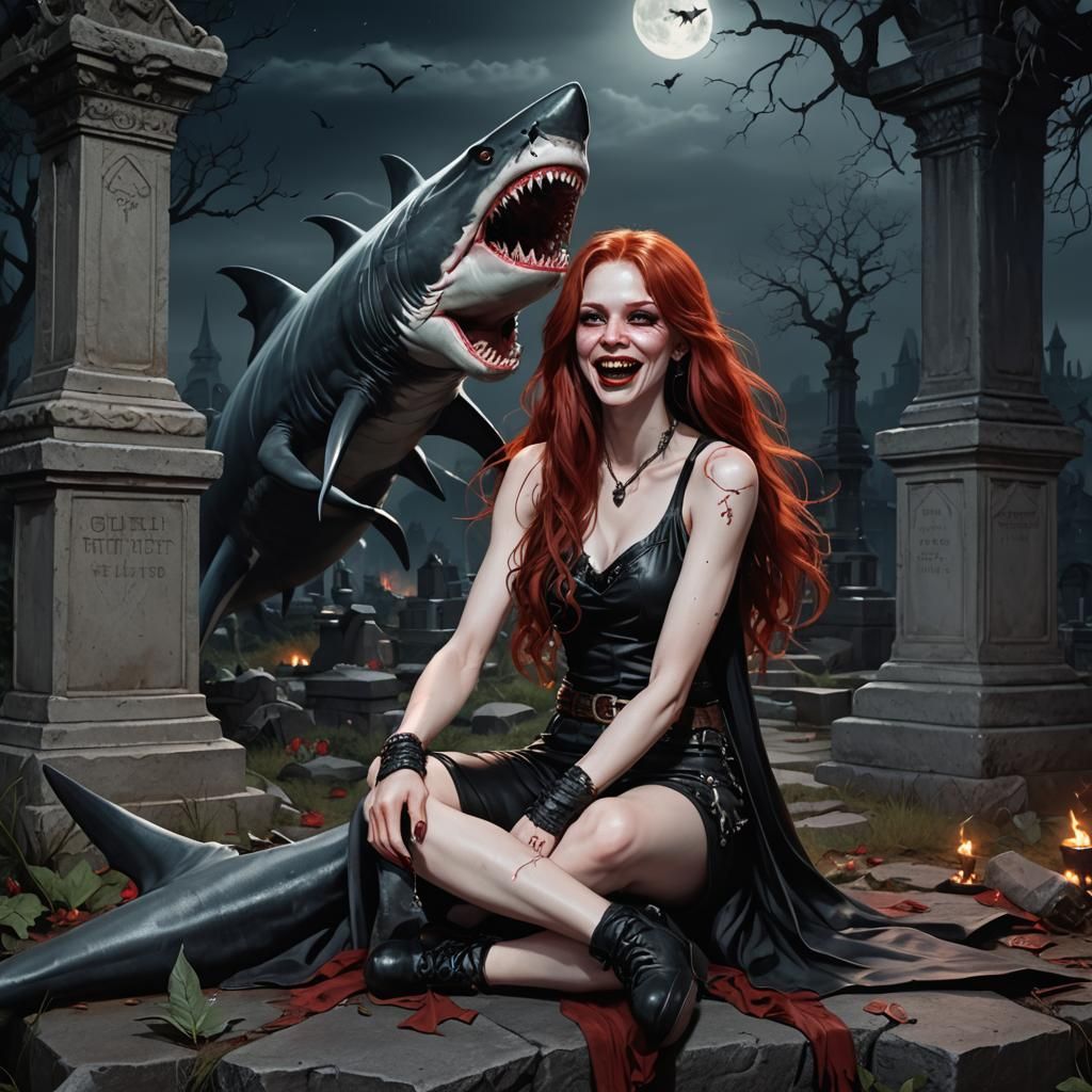 Vampire Nagaraja Portrait at Midnight, Detailed Matte Painti...