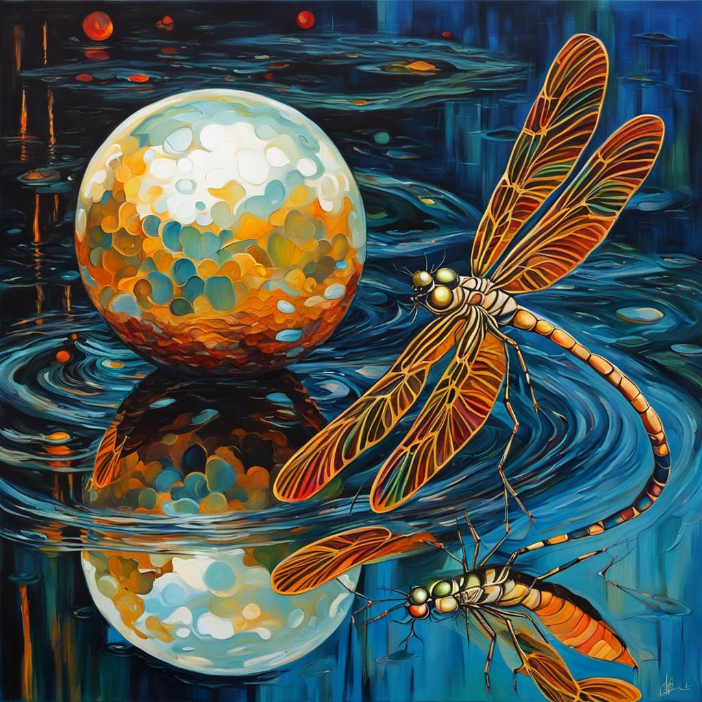 Pearl Reflecting Dragonflies: Abstract Art