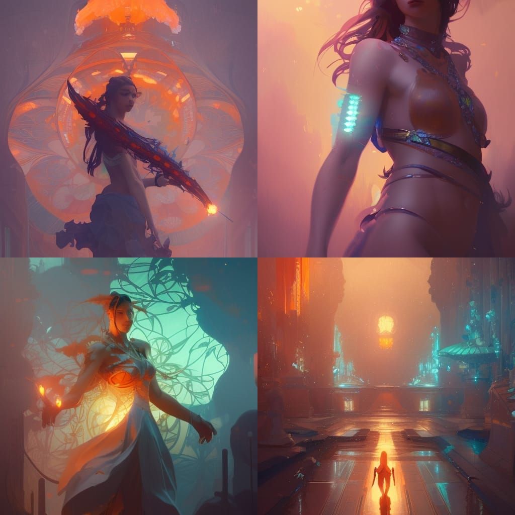 Dynamic Concept Art in Orange and Teal