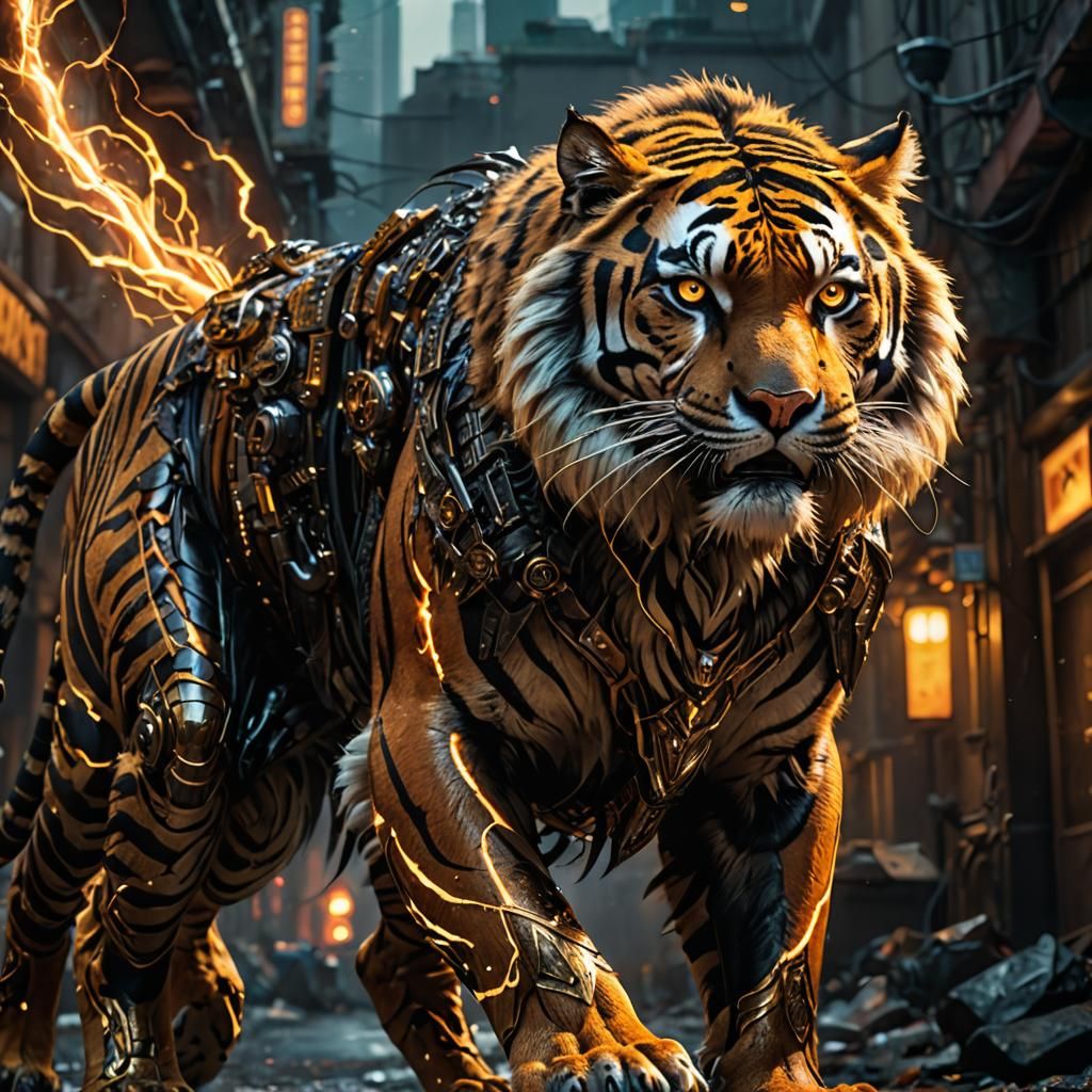 Hawk-Man Tiger Hybrid in Cinematic Digital Art