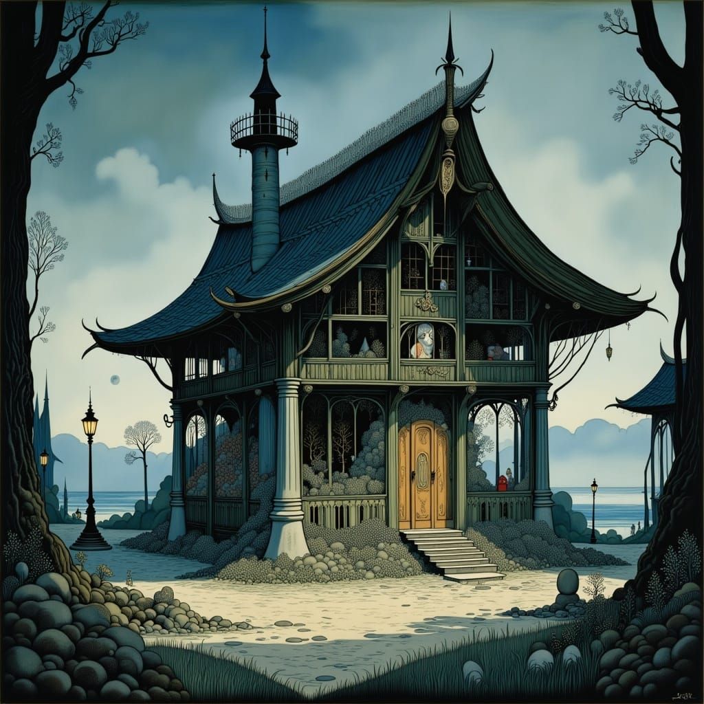 Ruined Abandoned Gas Station: Detailed Matte Painting