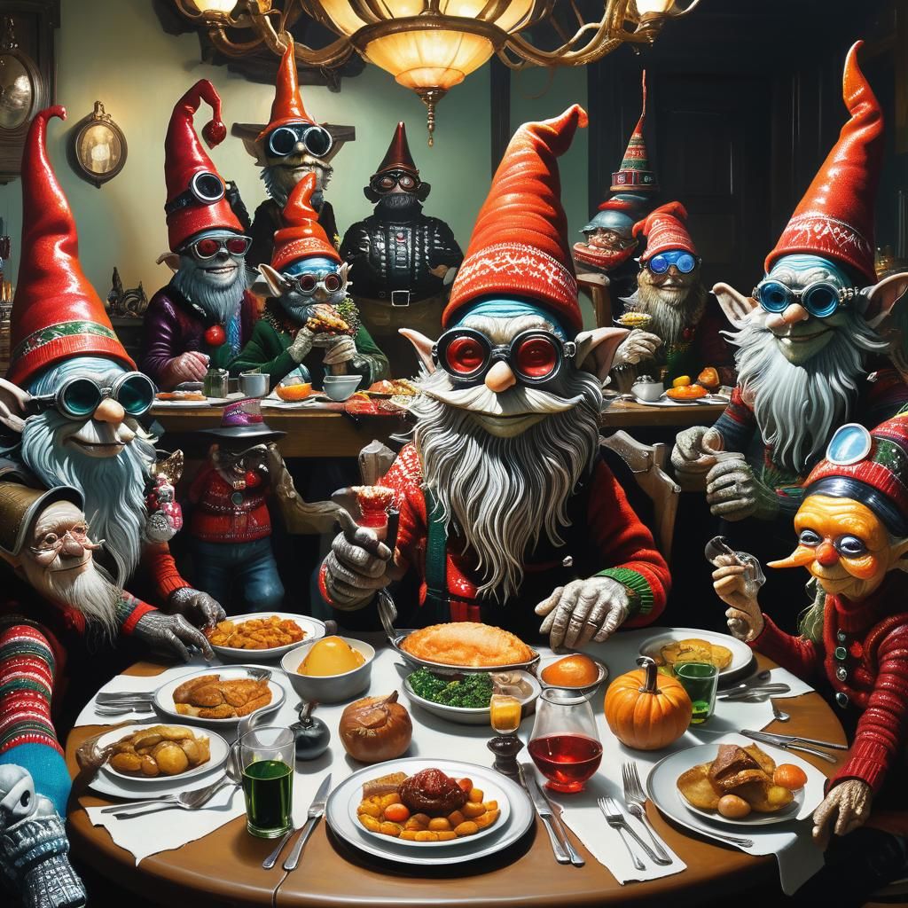 Giger-Inspired Gnomes Celebrate Thanksgiving as 3D Digital A...