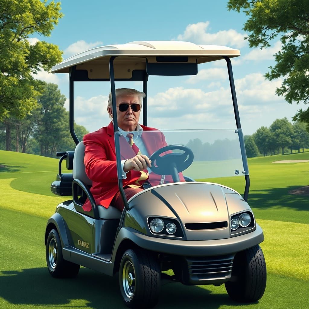 Sleek Golf Cart on Futuristic Golf Course