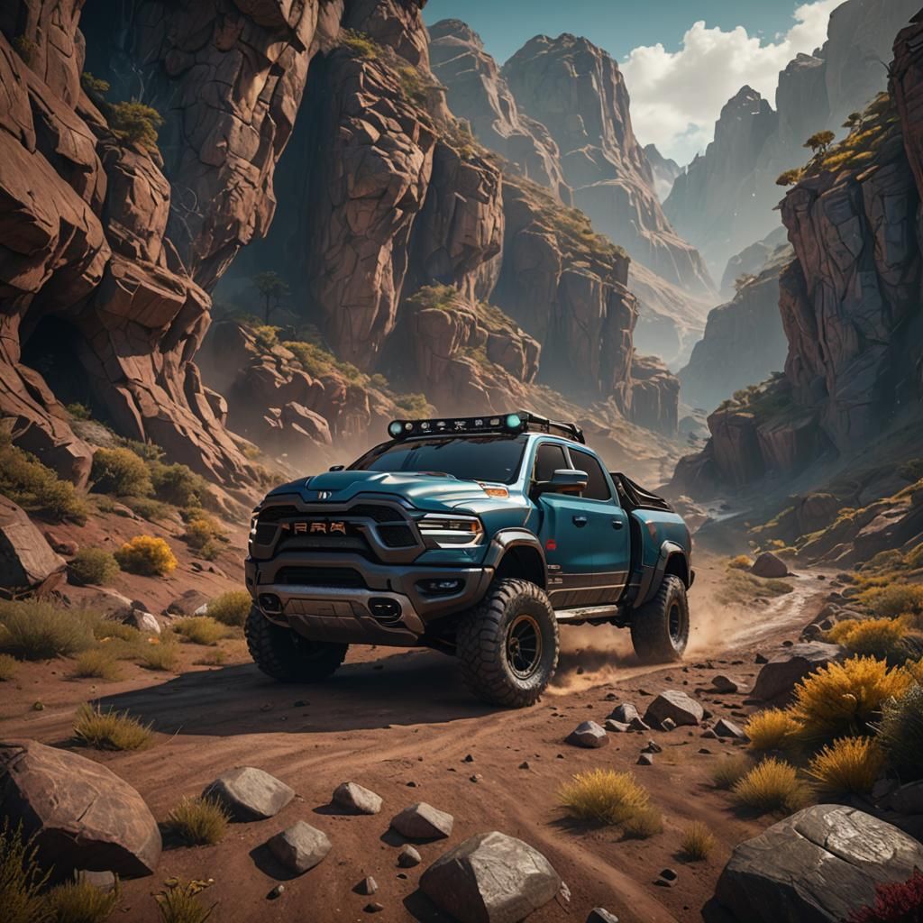 Detailed Matte Painting of a RAM TRX Truck