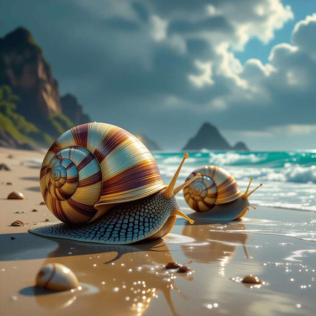 Golden Snails Sail: A Digital Matte Painting
