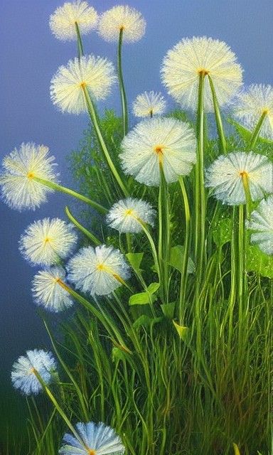 Dandelions Oil Painting in Acrylic Art Style