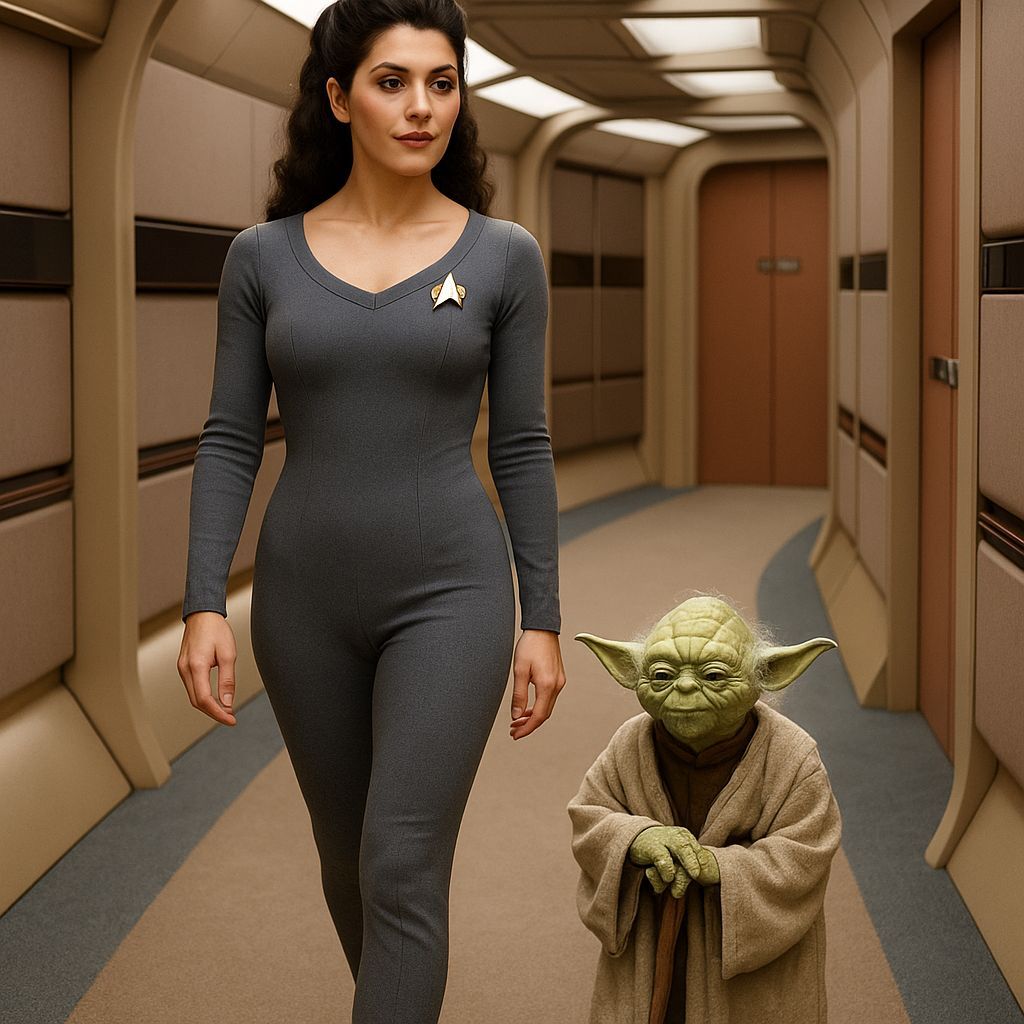 Deanna Troi and Yoda on the Enterprise