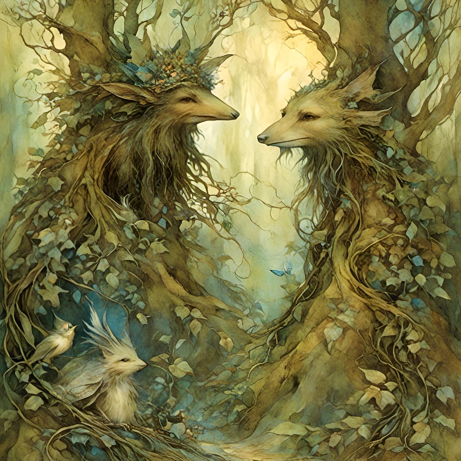 Bear Forest Spirit in Slavic Folklore Style