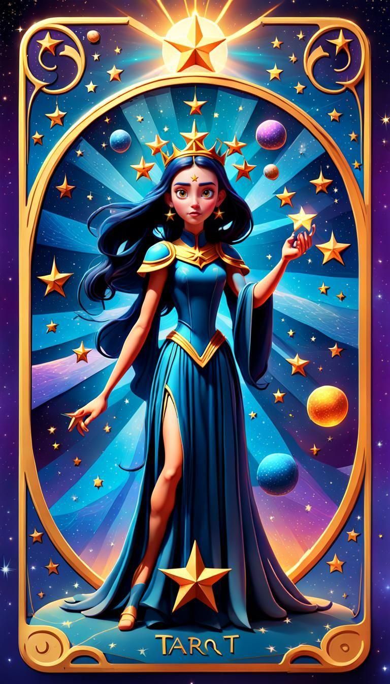 Disney-Themed Star Tarot Card in 3D Digital Art