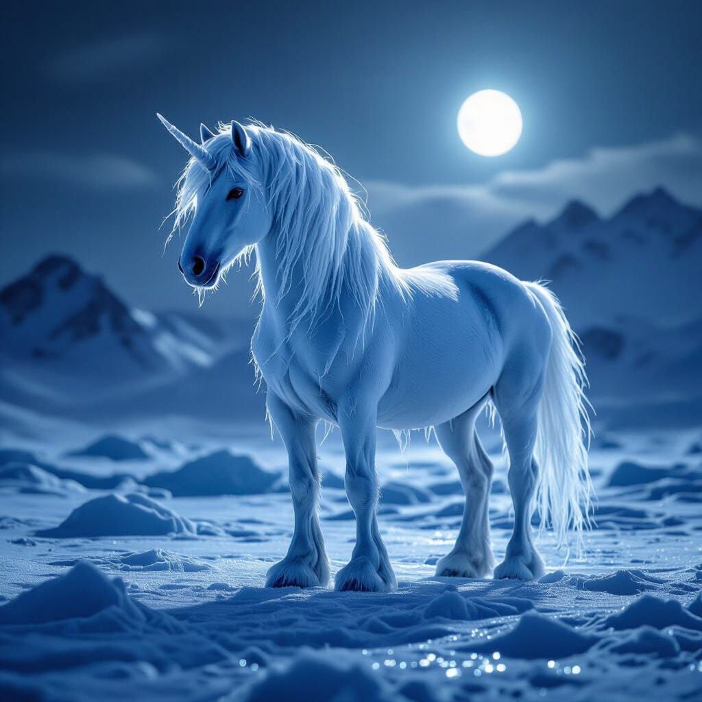 Majestic Ice Horse in Ethereal Moonlight