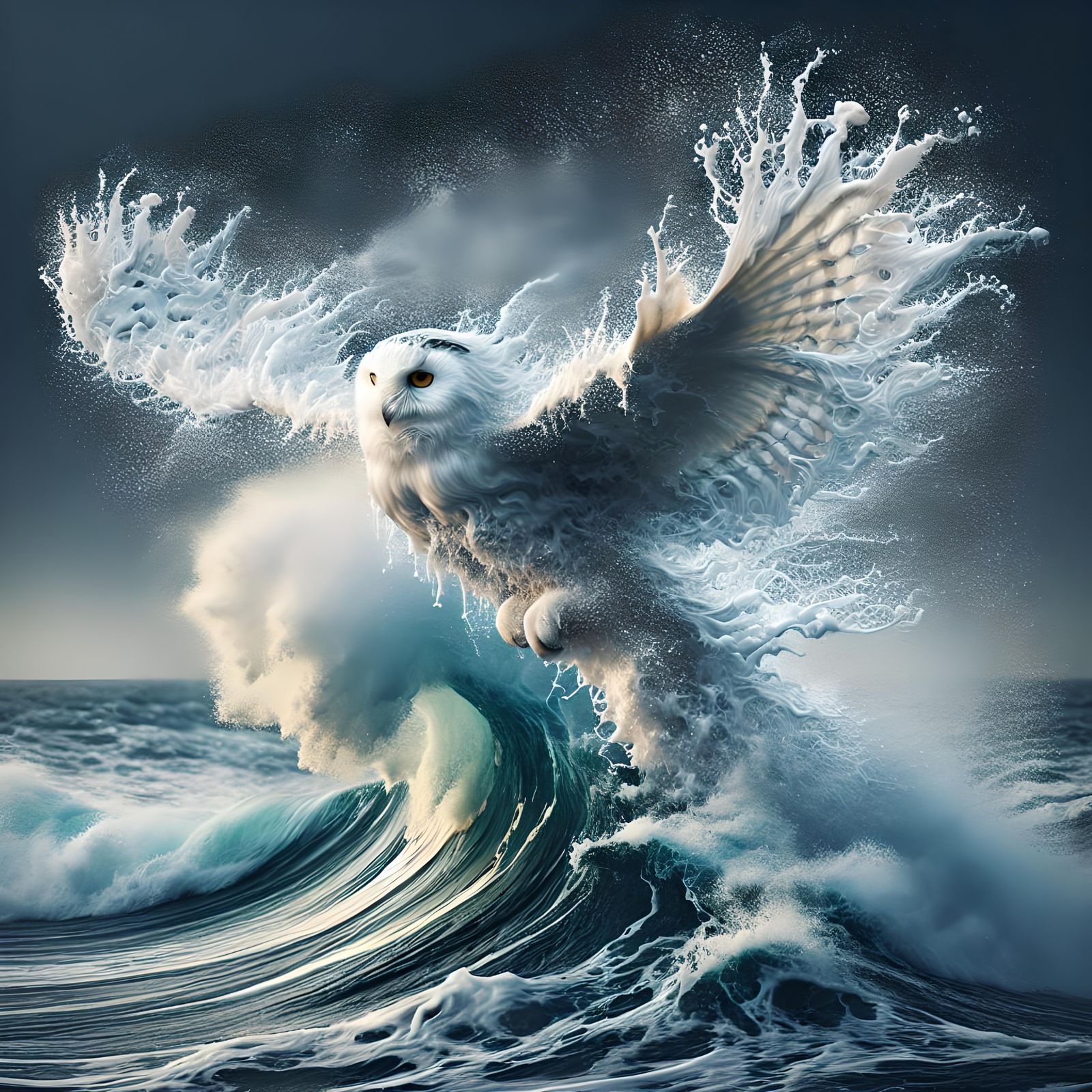 Majestic Seafoam Owl Digital Art