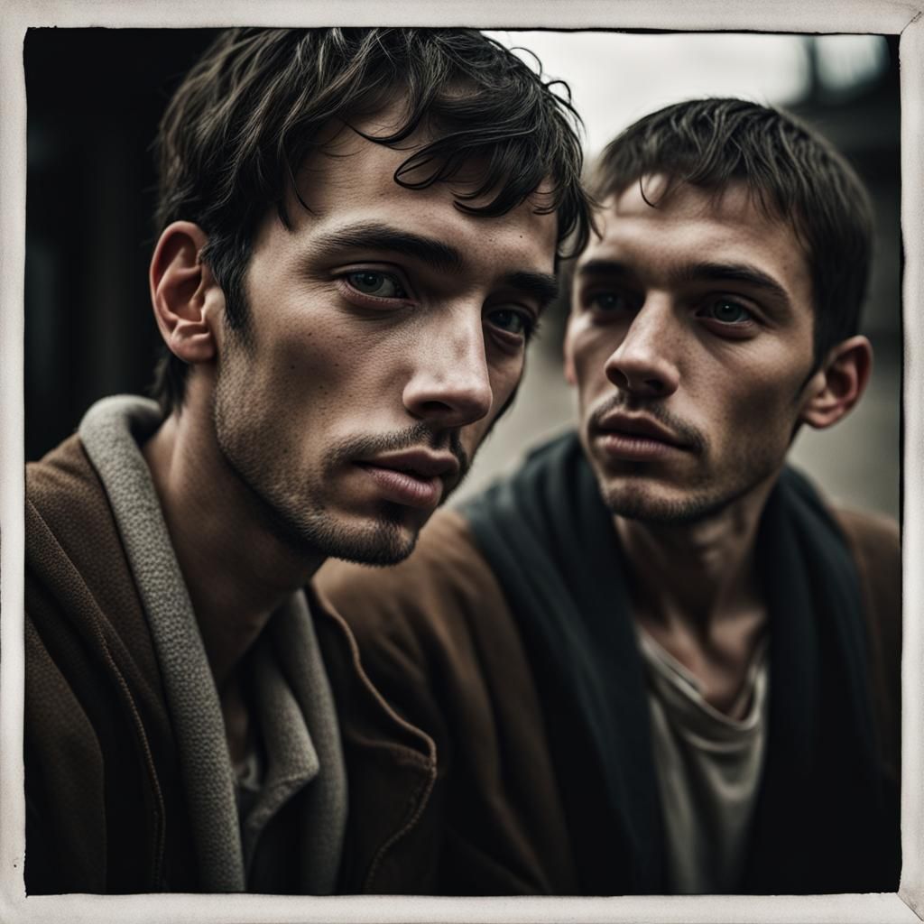 Intimate Portrait of Two Young Men Talking