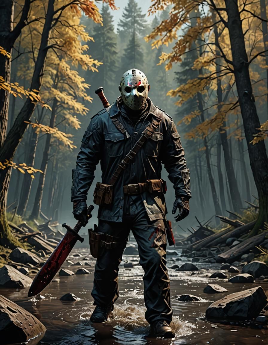 Detailed Matte Painting of Jason Voorhees