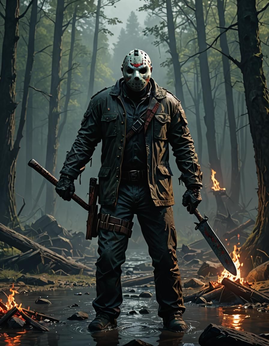 Detailed Matte Painting of Jason Voorhees