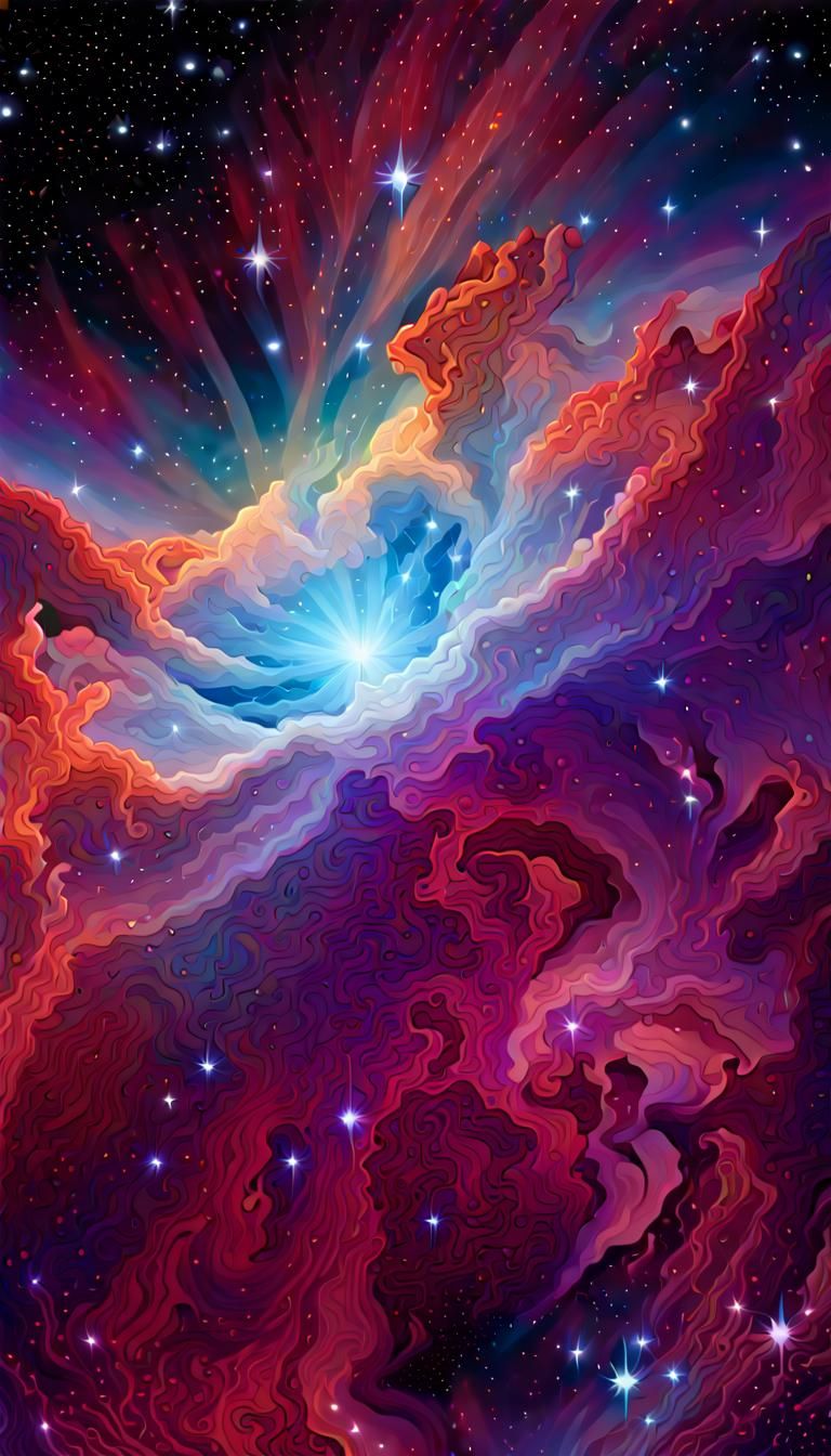 Neon Stellar Nebula with 3D Lighting