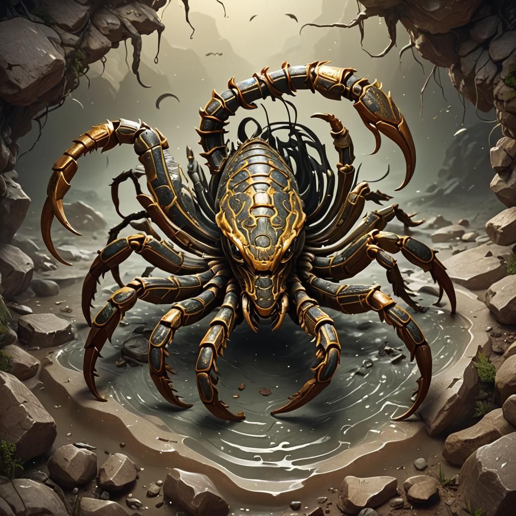Scorpio Creature: Detailed Splash Art in 8k Resolution