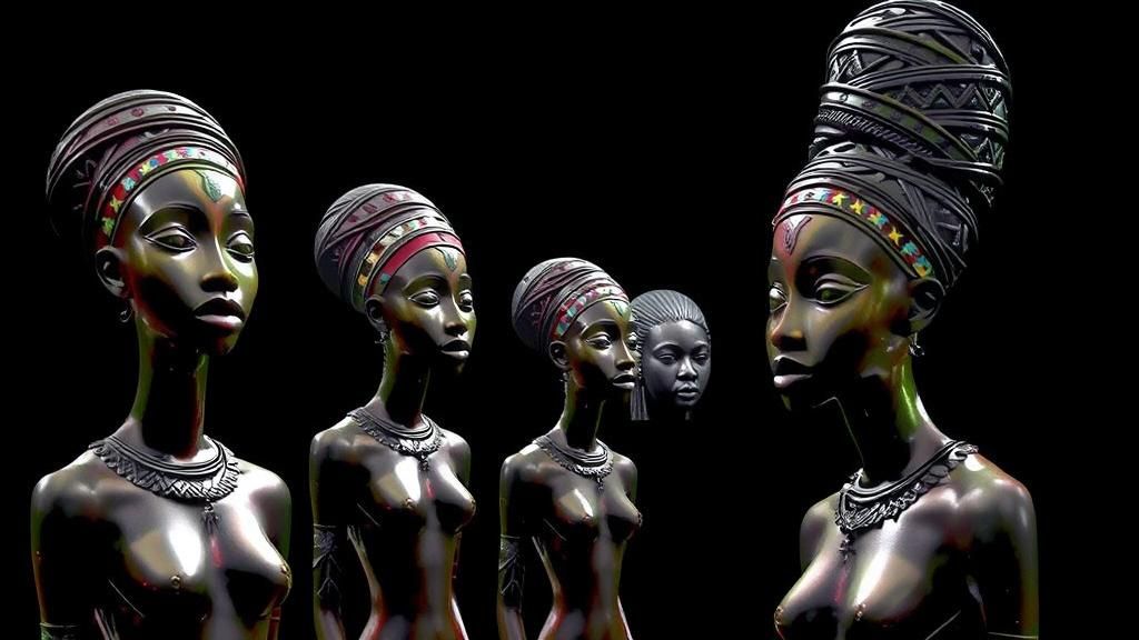 African Sculptures in Rainforest Garden