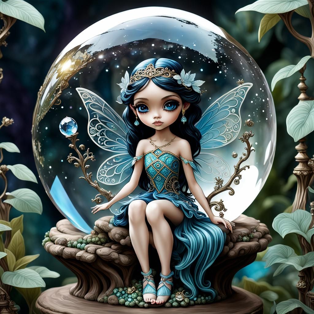 Dark Fairy on Crystal Globe: Jasmine Beckett Griffith Style