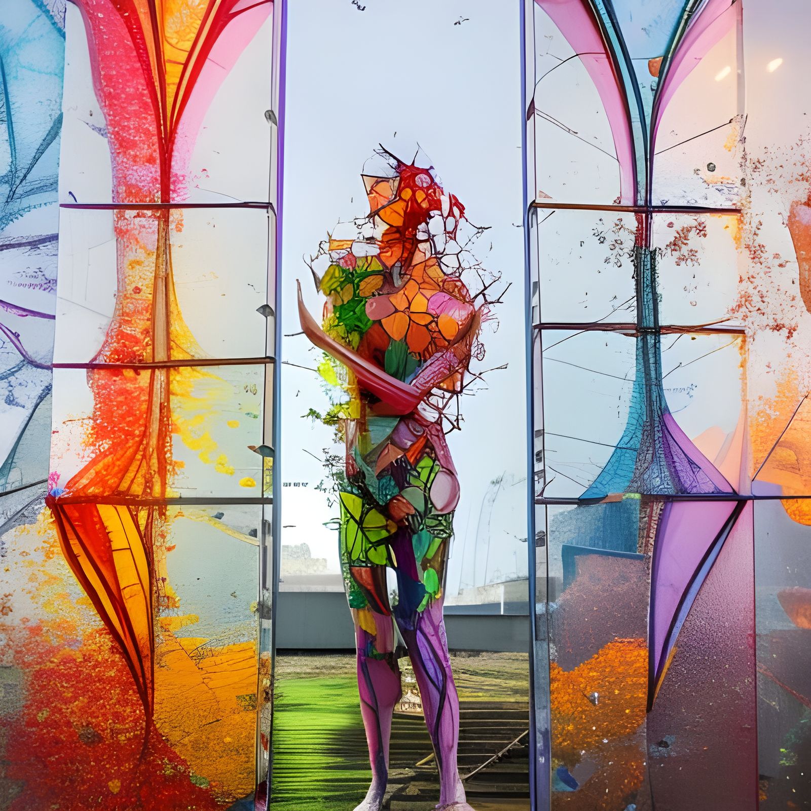 Surreal Transparent Figure Reflected in Water